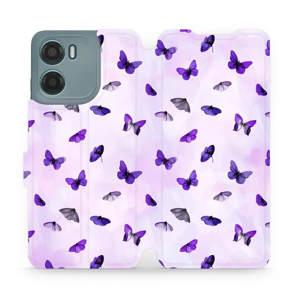 Flipové pouzdro Mobiwear - Motorola Moto E15 - VP76S Fialoví motýlci