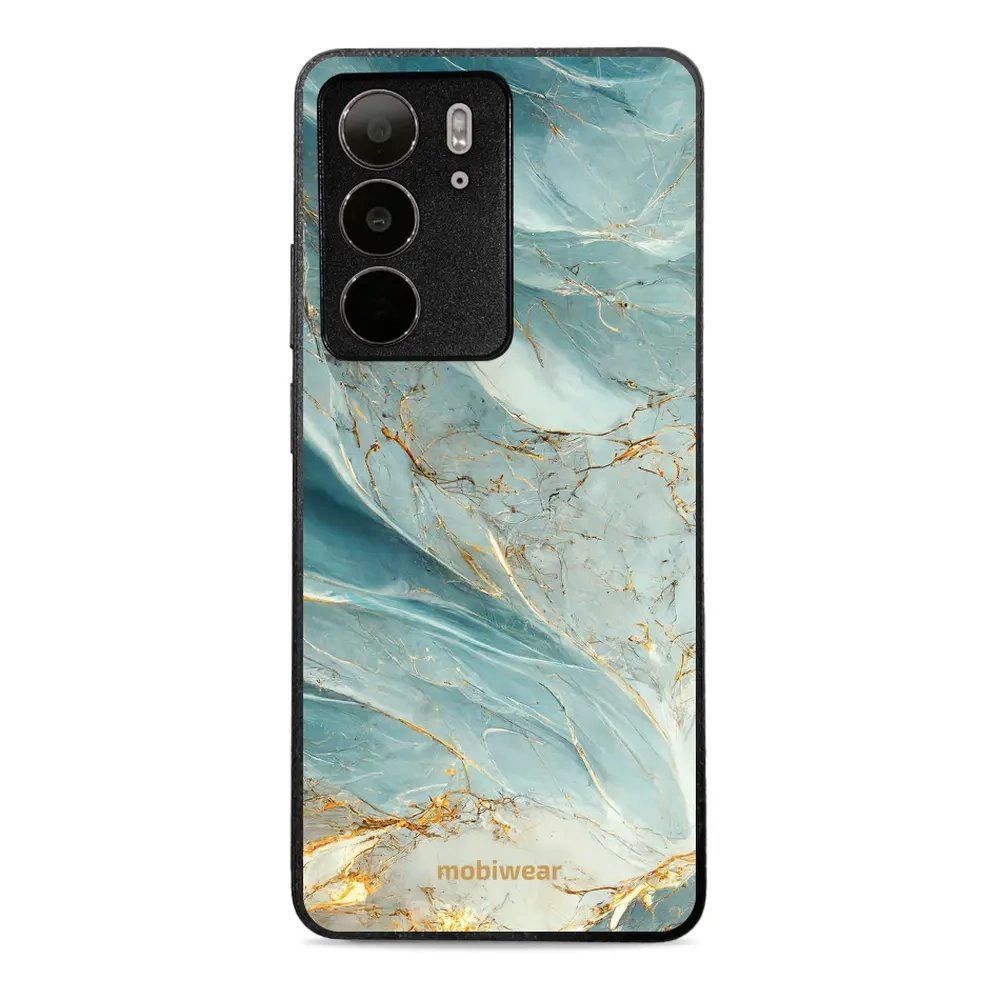 Lesklý kryt Mobiwear Glossy - Realme C75 - G022G Zelenkavý a zlatavý mramor