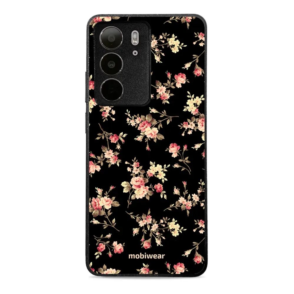 Lesklý kryt Mobiwear Glossy - Realme C75 - G039G - Květy na černé