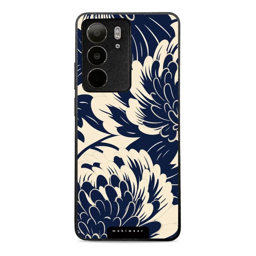 Lesklý kryt Mobiwear Glossy - Realme C75 - GA40G Modré a béžové květy