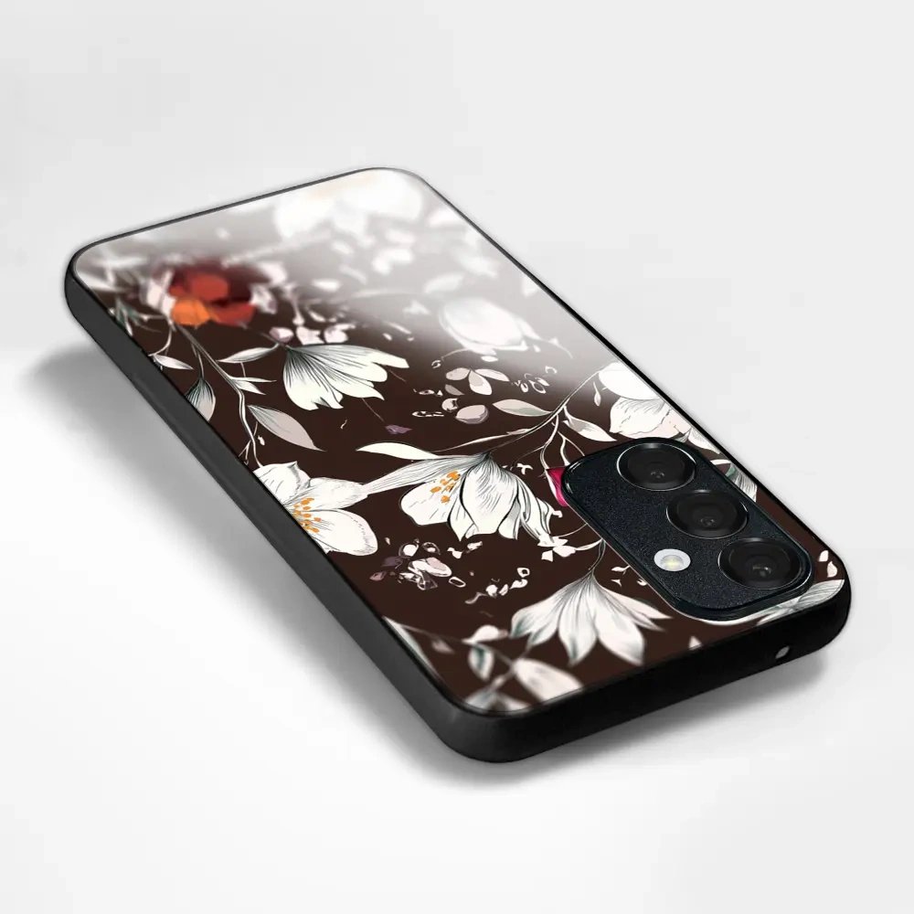 Lesklý kryt na mobil Motorola Moto G57 Power - Mobiwear Glossy GP72G, květy na hnědé