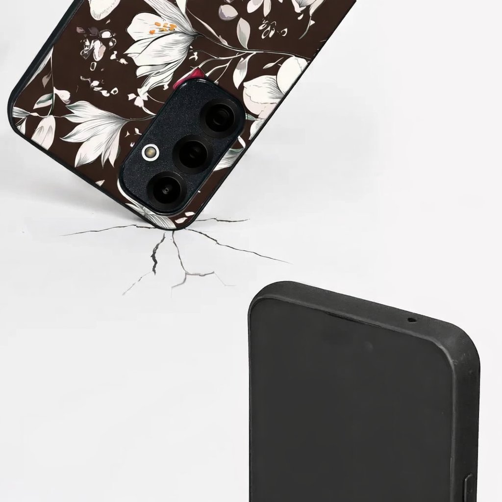 Lesklý kryt na mobil Motorola Moto G57 Power - Mobiwear Glossy GP72G, květy na hnědé