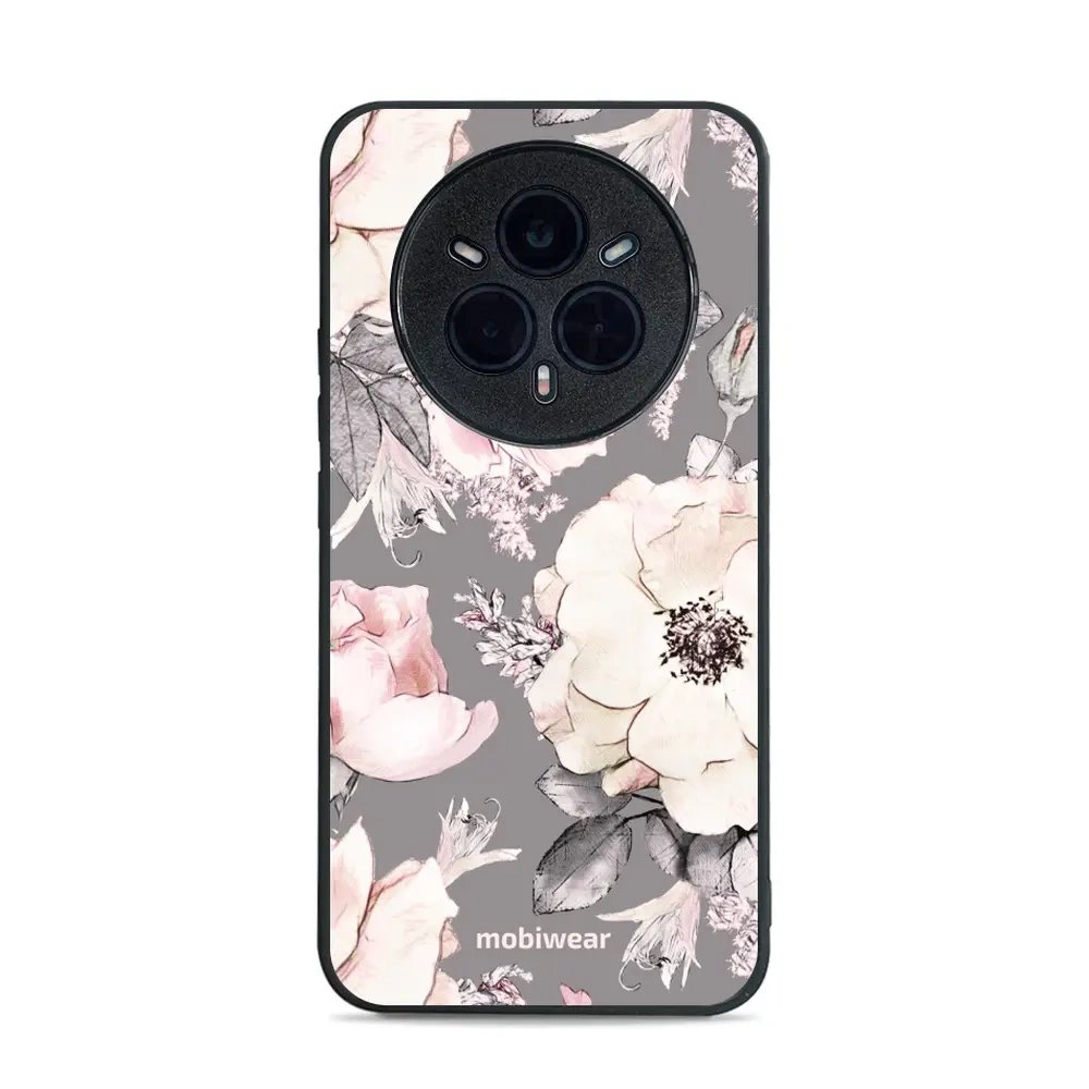 Lesklý kryt Mobiwear Glossy - Realme 14 Pro 5G - G034G - Květy na šedém pozadí