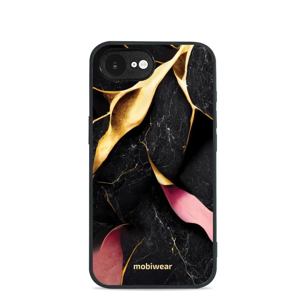 Lesklý kryt Mobiwear Glossy - Apple iPhone 16e / iPhone 17e - G021G Černý a zlatavý mramor