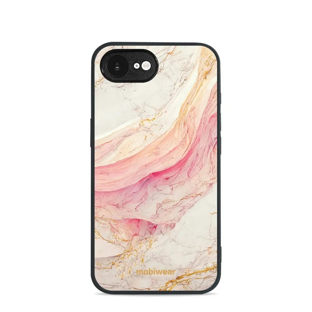 Lesklý kryt Mobiwear Glossy - Apple iPhone 16e / iPhone 17e - G027G - Růžový a zlatavý mramor
