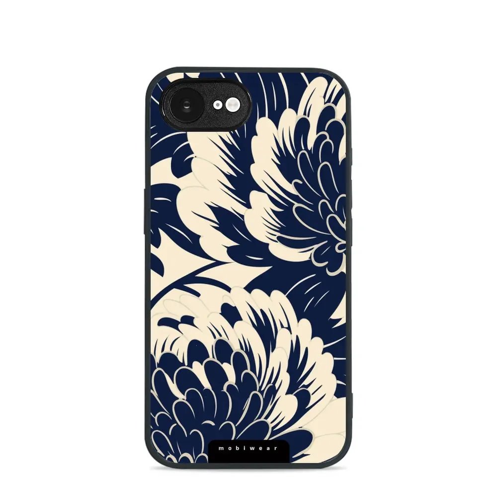 Lesklý kryt Mobiwear Glossy - Apple iPhone 16e / iPhone 17e - GA40G Modré a béžové květy