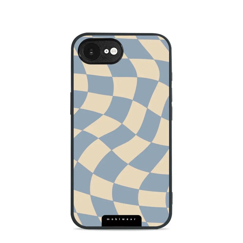 Lesklý kryt Mobiwear Glossy - Apple iPhone 16e / iPhone 17e - GA59G Modrá a béžová šachovnice