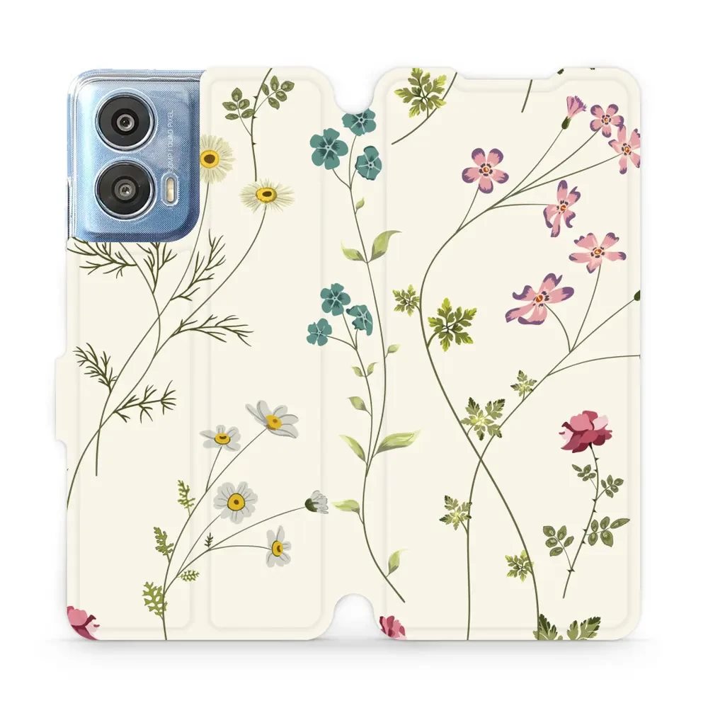Flipové pouzdro Mobiwear - Motorola Moto G24 / Moto G04 - MD03S Tenké rostlinky s květy