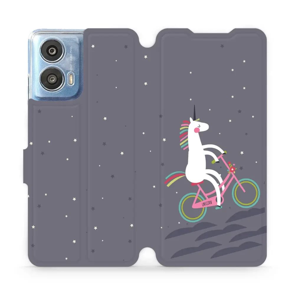 Flipové pouzdro Mobiwear - Motorola Moto G24 / Moto G04 - V024P Jednorožec na kole