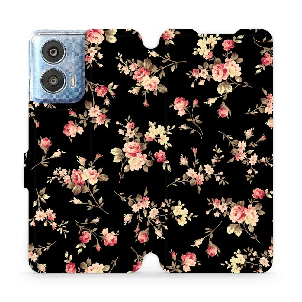 Flipové pouzdro Mobiwear - Motorola Moto G24 / Moto G04 - VD02S Květy na černé