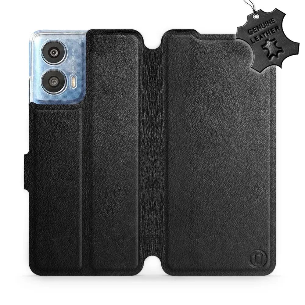 Kožené flip pouzdro Mobiwear - Motorola Moto G24 / Moto G04 - Černé