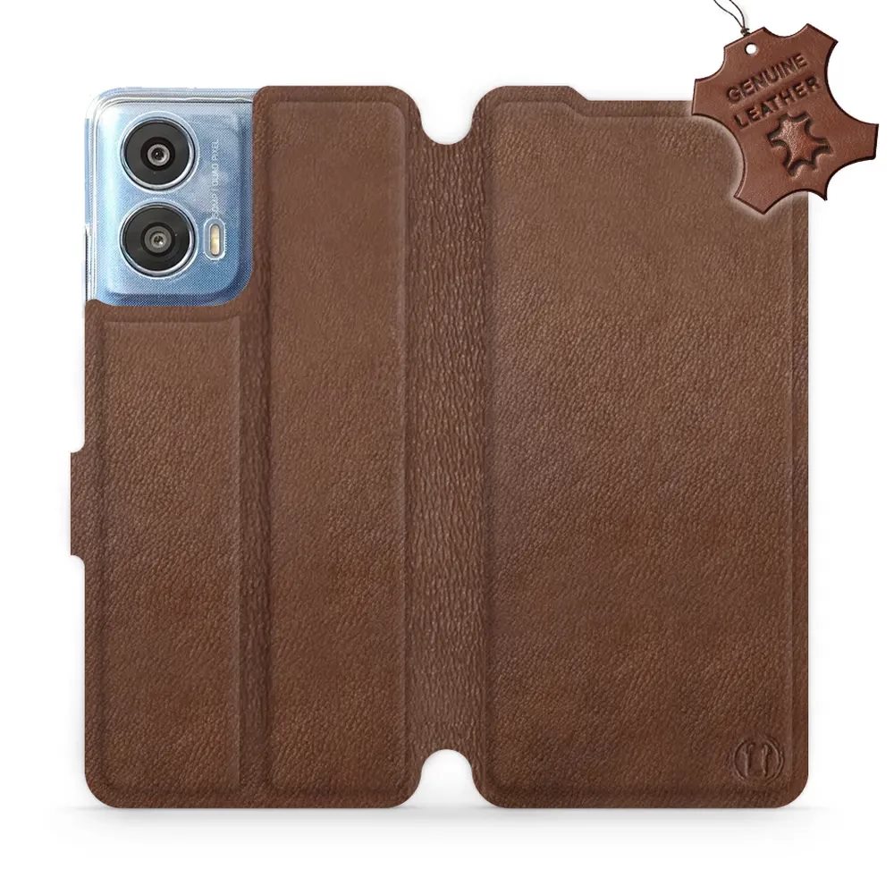 Kožené flip pouzdro Mobiwear - Motorola Moto G24 / Moto G04 - Hnědé