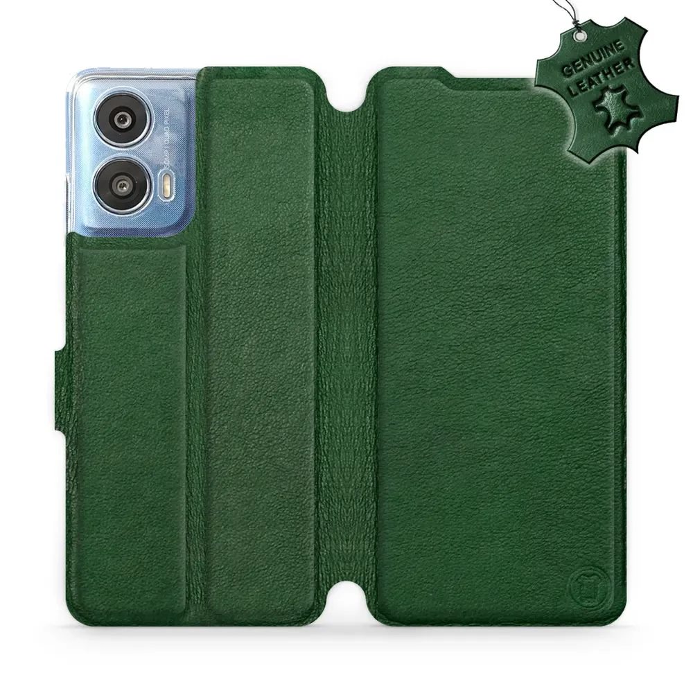 Kožené flip pouzdro Mobiwear - Motorola Moto G24 / Moto G04 - Zelené