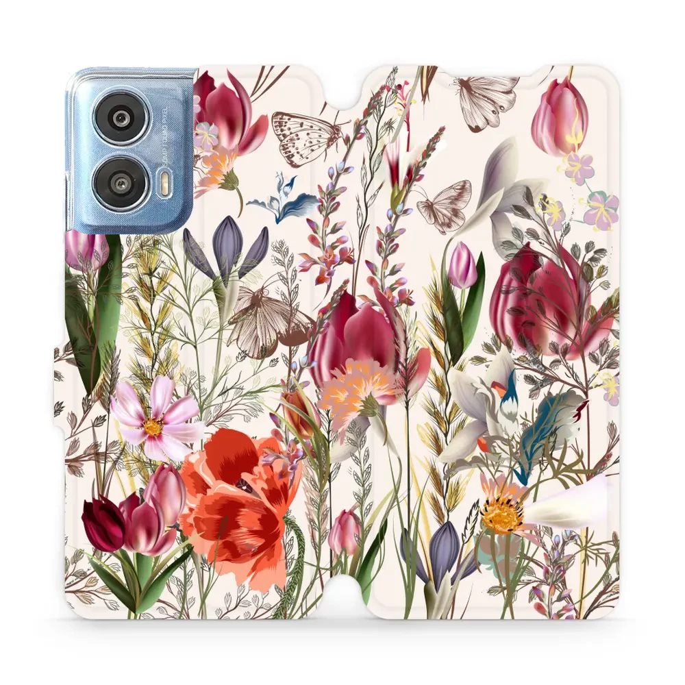 Flipové pouzdro Mobiwear - Motorola Moto G24 / Moto G04 - MP01S Rozkvetlá louka