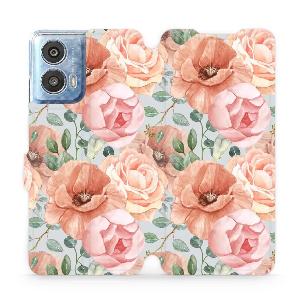 Flipové pouzdro Mobiwear - Motorola Moto G24 / Moto G04 - MP02S Pastelové květy