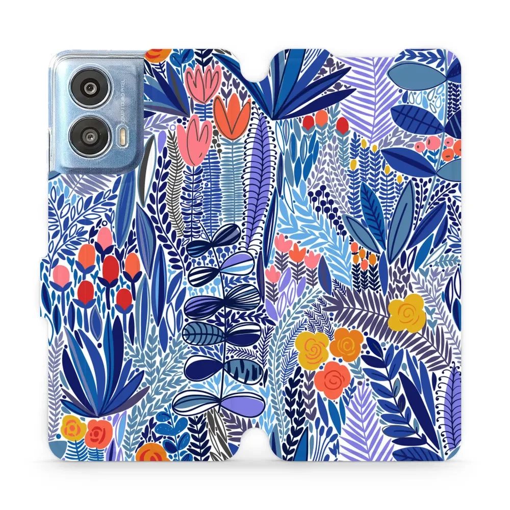 Flipové pouzdro Mobiwear - Motorola Moto G24 / Moto G04 - MP03P Modrá květena