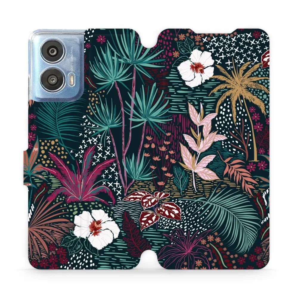 Flipové pouzdro Mobiwear - Motorola Moto G24 / Moto G04 - VP13S Temná flóra