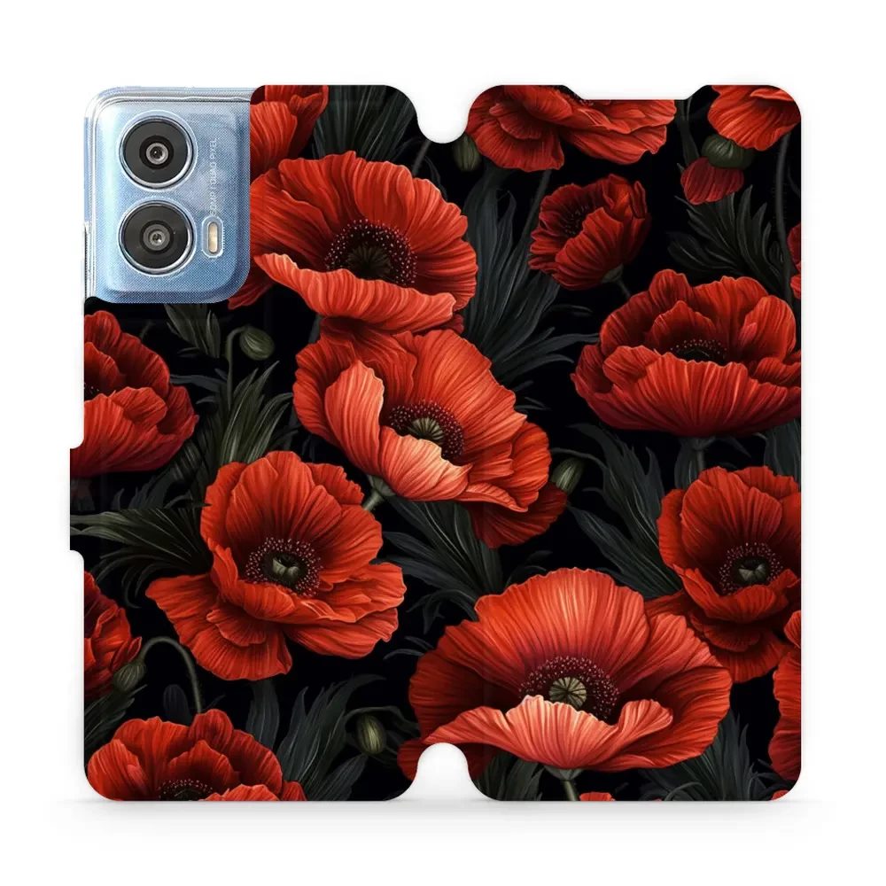 Flipové pouzdro Mobiwear - Motorola Moto G24 / Moto G04 - VP45S Temné červené květy