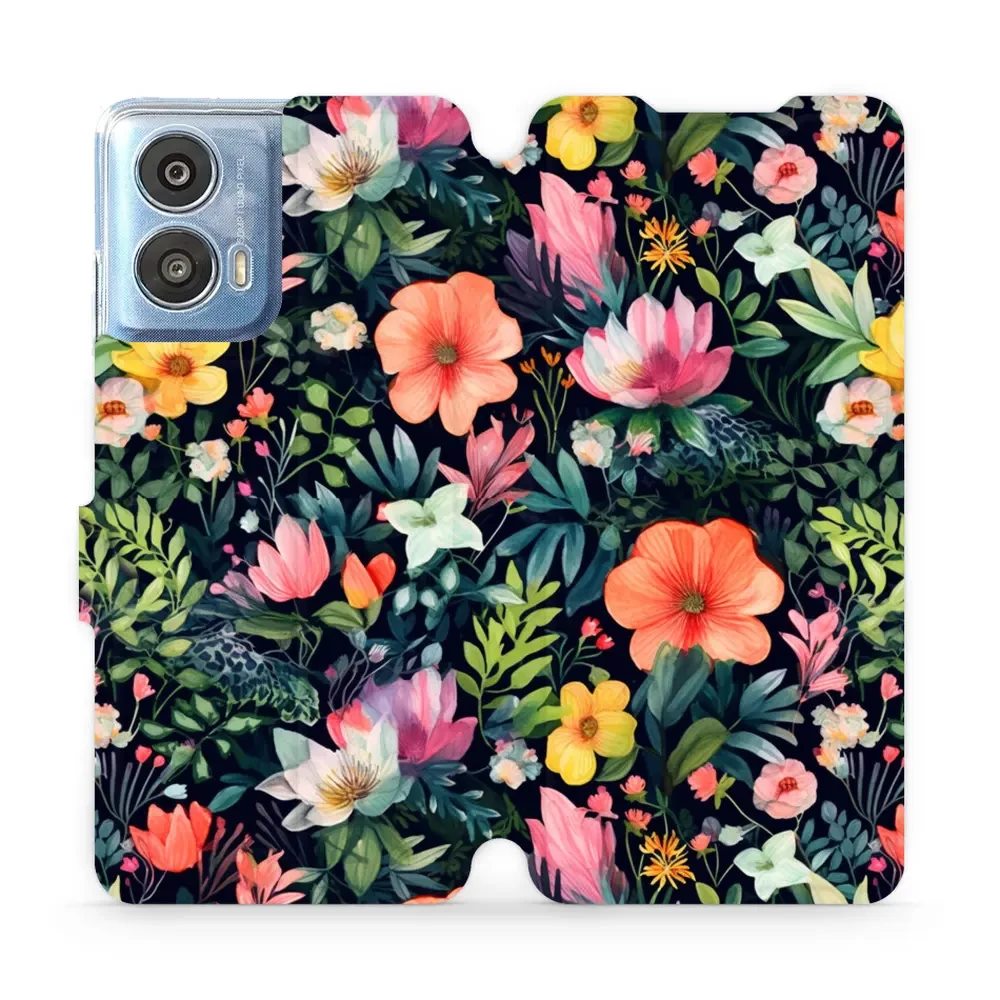 Flipové pouzdro Mobiwear - Motorola Moto G24 / Moto G04 - VP48S Pestré kvítky
