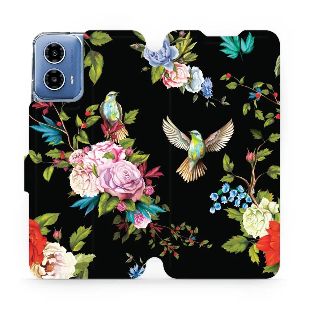 Flipové pouzdro Mobiwear - Motorola Moto G34 5G - VD09S Ptáčci a květy