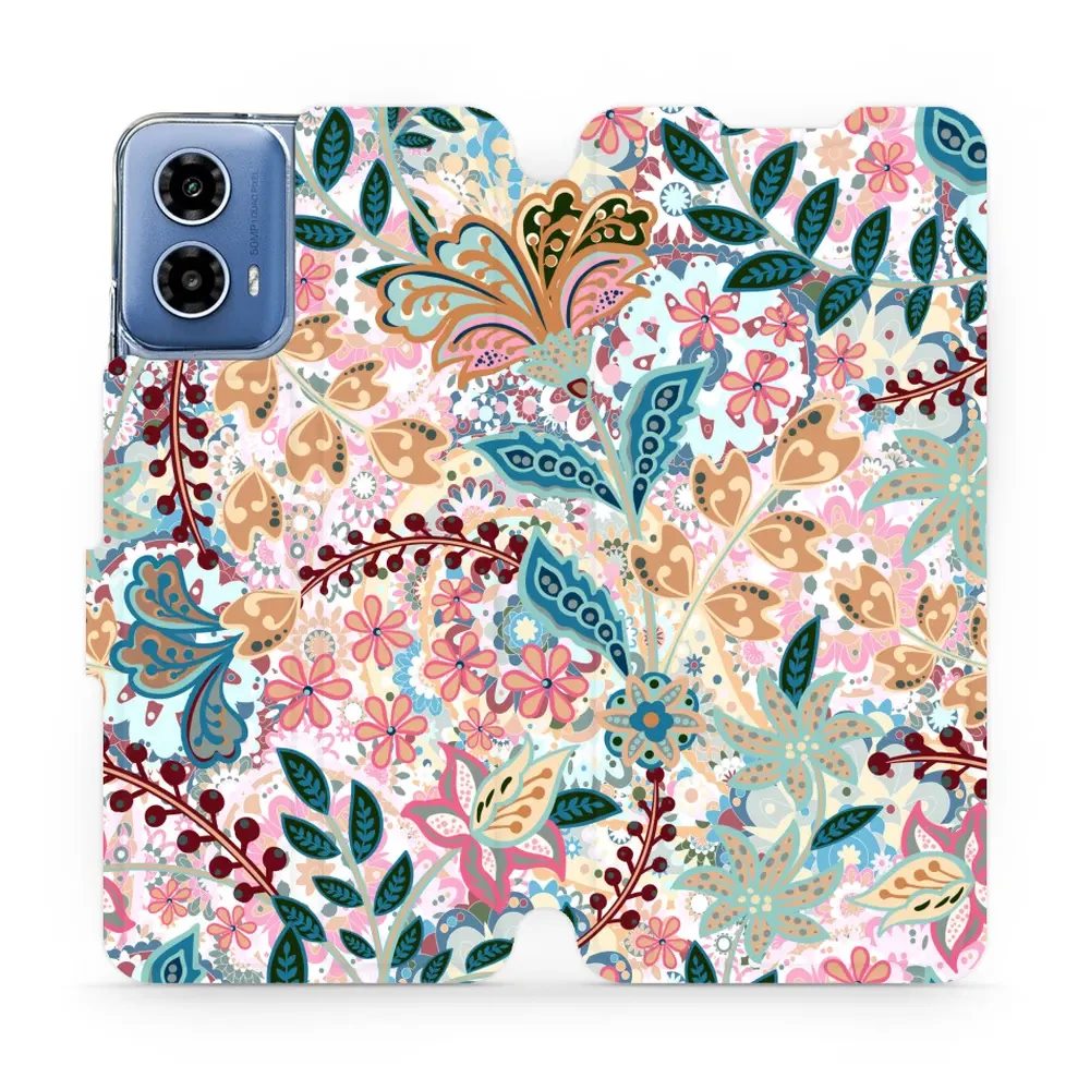 Flipové pouzdro Mobiwear - Motorola Moto G34 5G - MX04S Spletité kvítky a listy