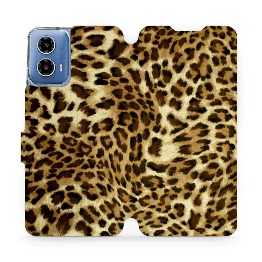 Flipové pouzdro Mobiwear - Motorola Moto G34 5G - VA33P Leopardí vzor