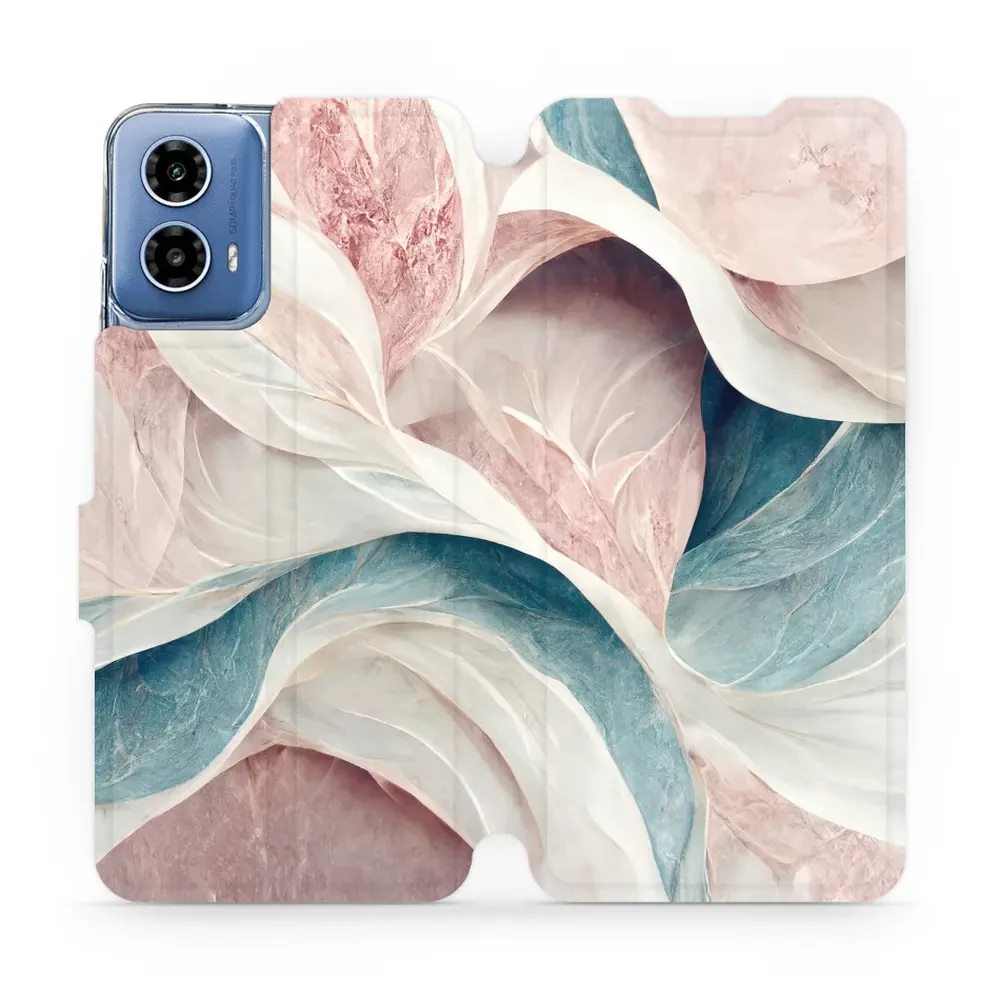 Flipové pouzdro Mobiwear - Motorola Moto G34 5G - VP33S Růžový a zelenkavý mramor