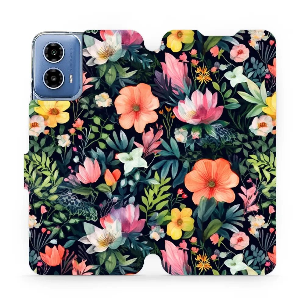 Flipové pouzdro Mobiwear - Motorola Moto G34 5G - VP48S Pestré kvítky