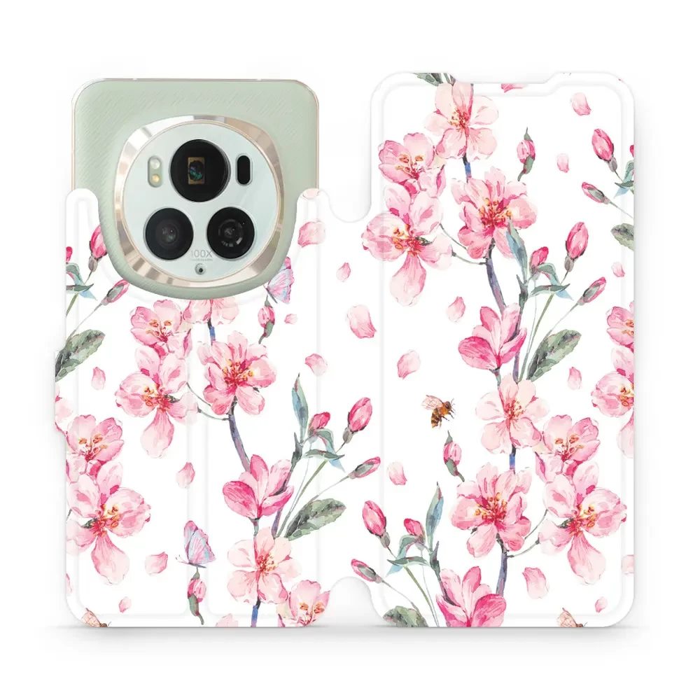 Flipové pouzdro Mobiwear - Honor Magic6 Pro - M124S Růžové květy