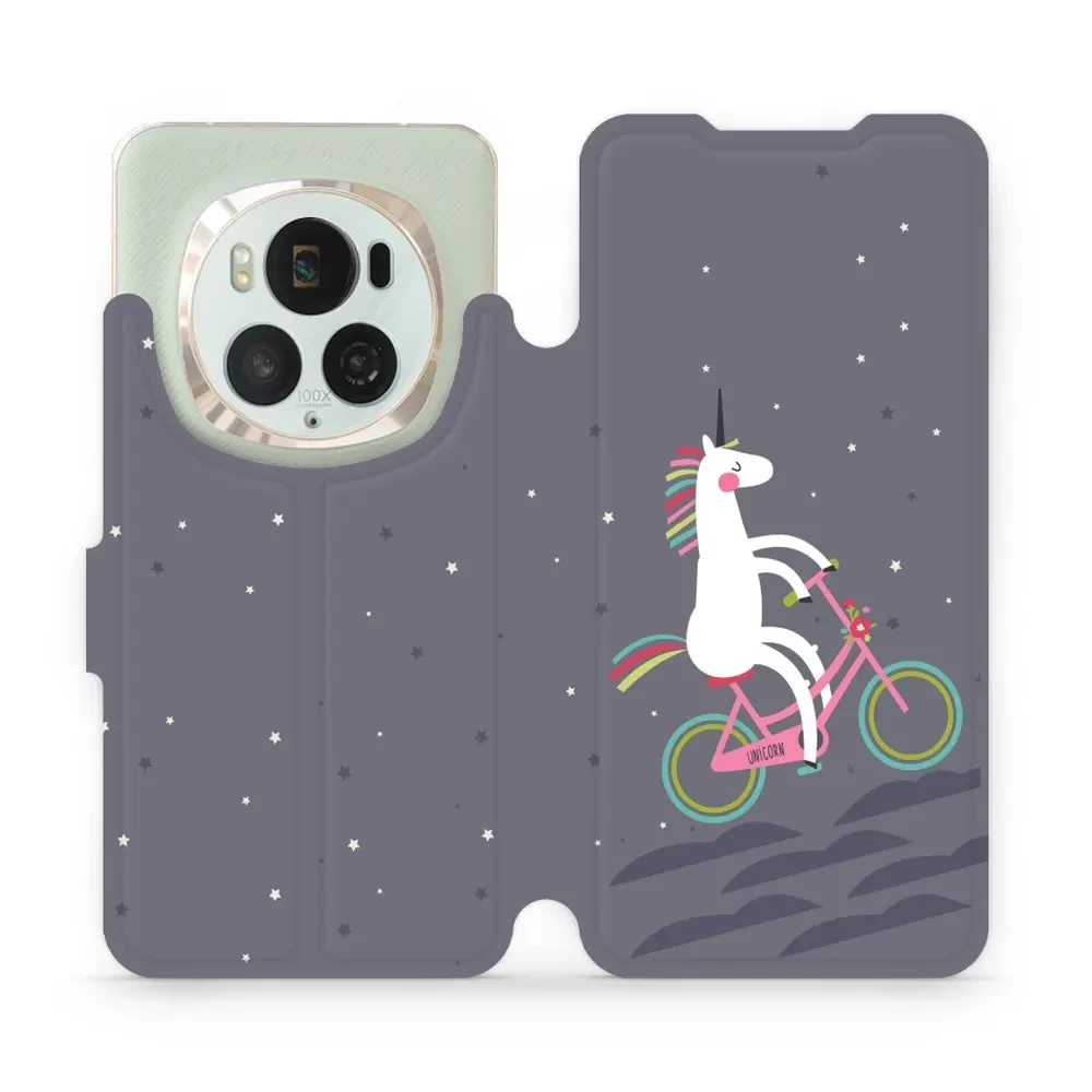 Flipové pouzdro Mobiwear - Honor Magic6 Pro - V024P Jednorožec na kole
