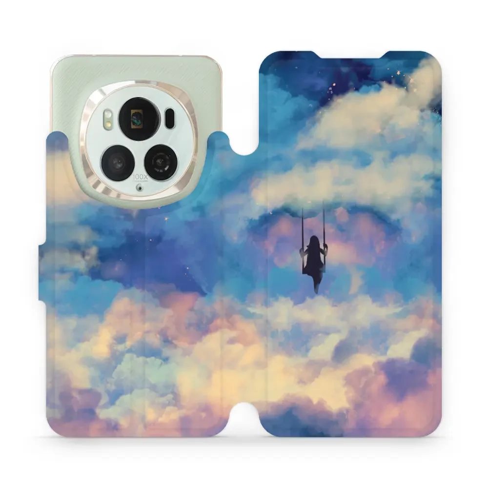 Flipové pouzdro Mobiwear - Honor Magic6 Pro - MR09S Dívka na houpačce v oblacích