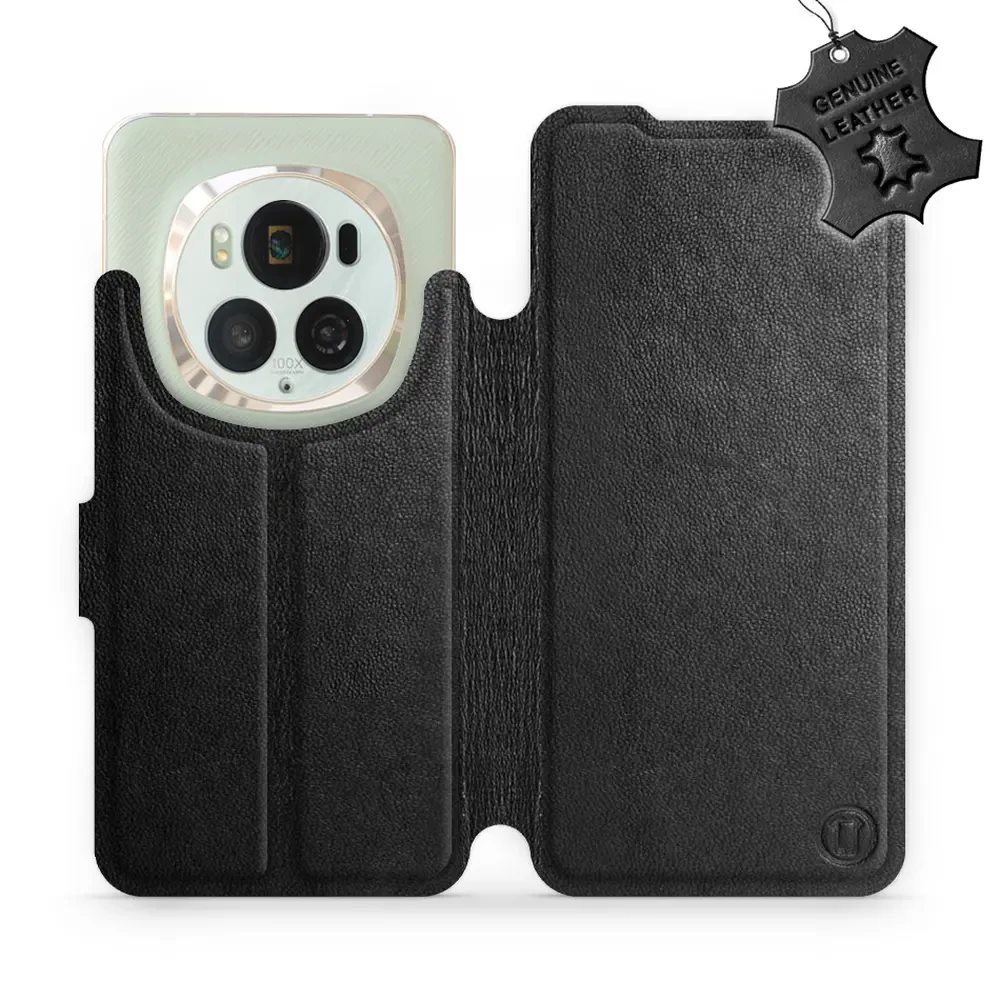 Kožené flip pouzdro Mobiwear - Honor Magic6 Pro - Černé
