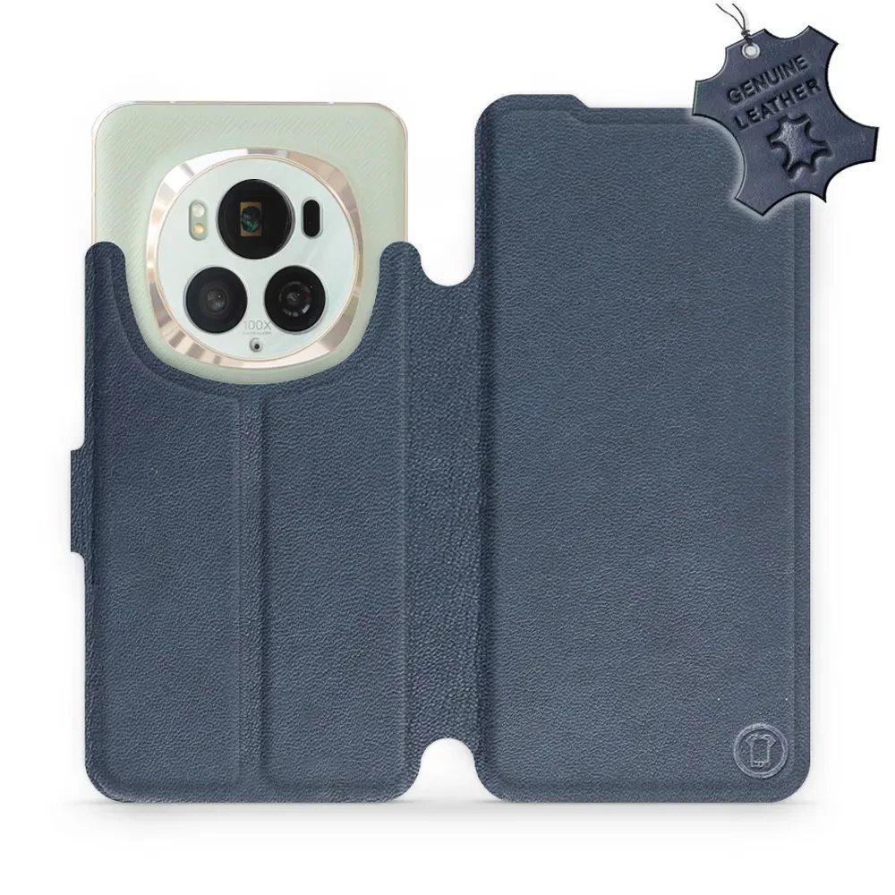Kožené flip pouzdro Mobiwear - Honor Magic6 Pro - Modré