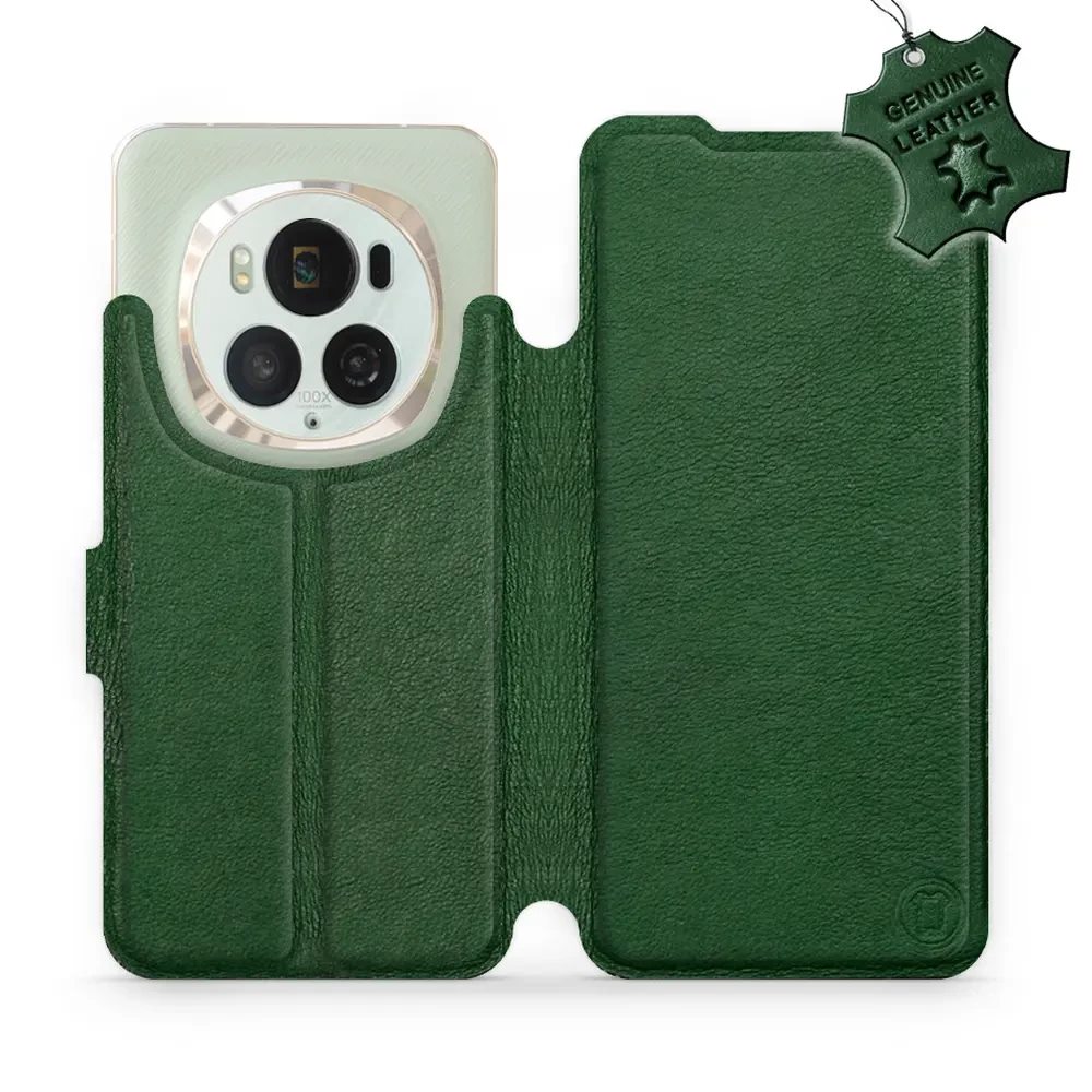 Kožené flip pouzdro Mobiwear - Honor Magic6 Pro - Zelené