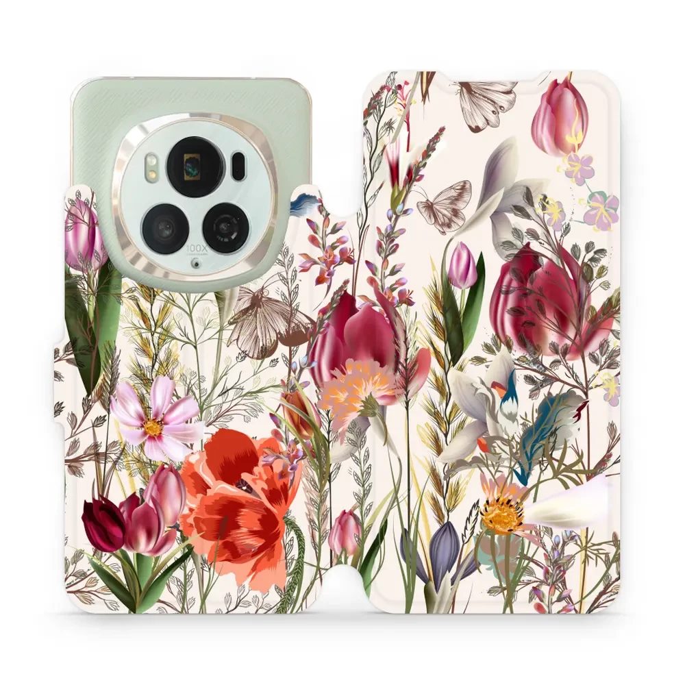 Flipové pouzdro Mobiwear - Honor Magic6 Pro - MP01S Rozkvetlá louka