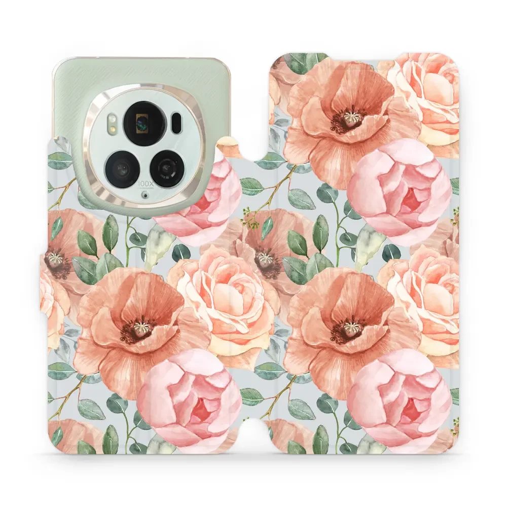 Flipové pouzdro Mobiwear - Honor Magic6 Pro - MP02S Pastelové květy