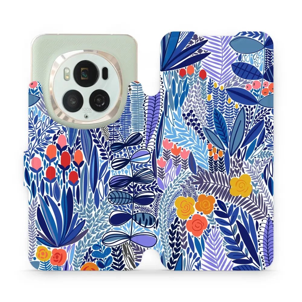 Flipové pouzdro Mobiwear - Honor Magic6 Pro - MP03P Modrá květena