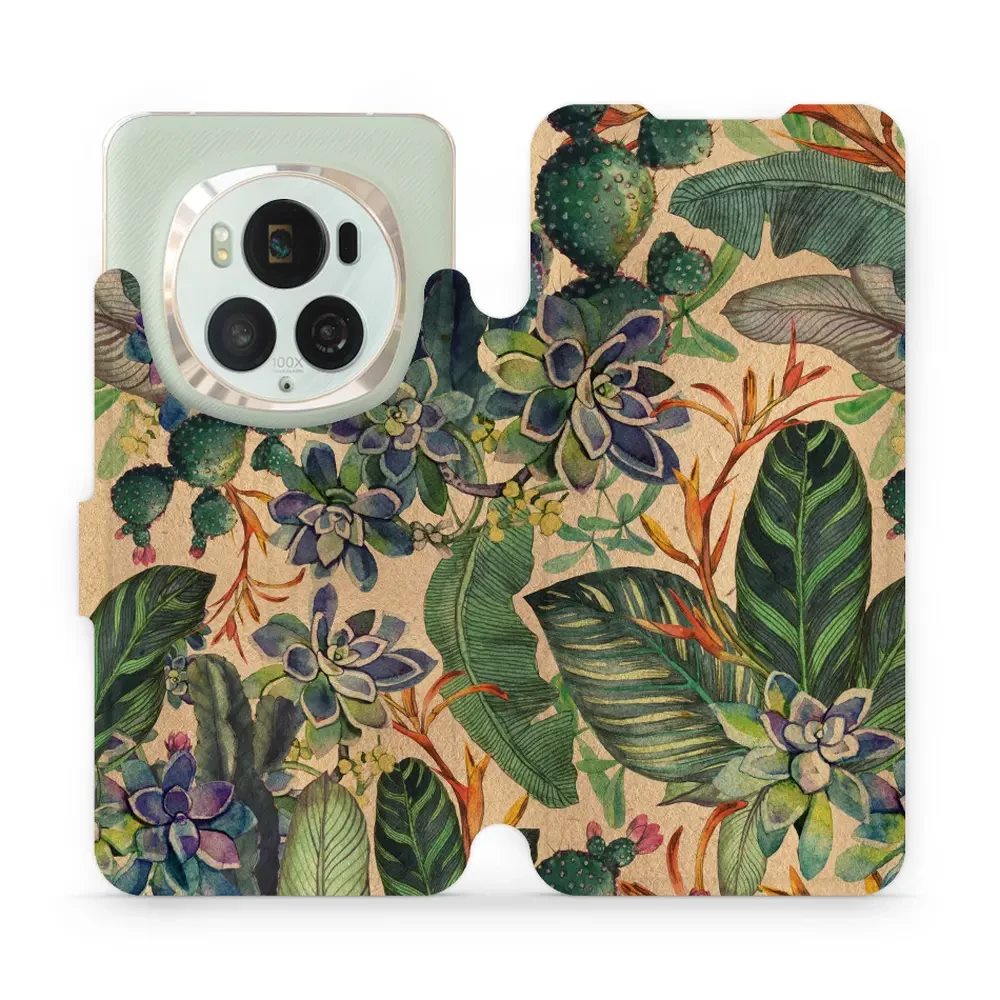 Flipové pouzdro Mobiwear - Honor Magic6 Pro - VP05S Sukulenty