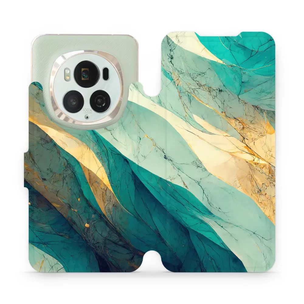 Flipové pouzdro Mobiwear - Honor Magic6 Pro - VP37S Zlatavý a zelenkavý mramor
