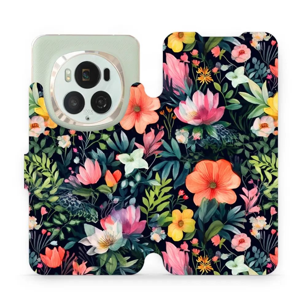 Flipové pouzdro Mobiwear - Honor Magic6 Pro - VP48S Pestré kvítky