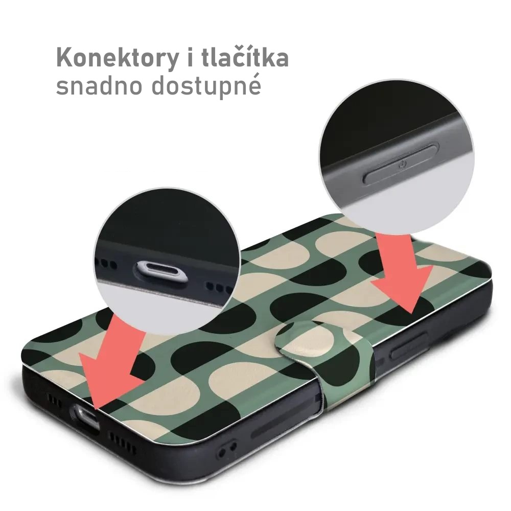 Knížkové flip pouzdro Mobiwear Design PRO - Samsung Galaxy A40 - PA57G Zelené a béžové zkrouceniny - VÝPRODEJ