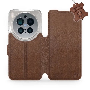 Kožené flip pouzdro Mobiwear - Vivo X300 Pro - Hnědé