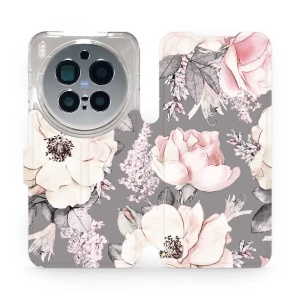 Flipové pouzdro Mobiwear - Vivo X300 Pro - MX06S Květy na šedém pozadí