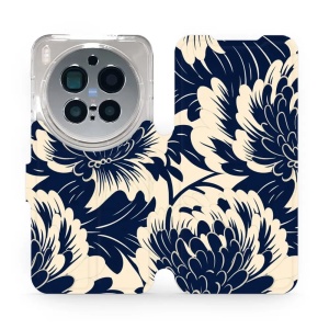 Flipové pouzdro Mobiwear - Vivo X300 Pro - VA40S Modré a béžové květy