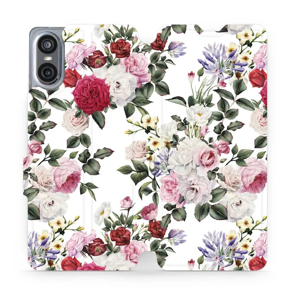 Flipové pouzdro Mobiwear - Sony Xperia 10 VI - MD01S Růže na bílé