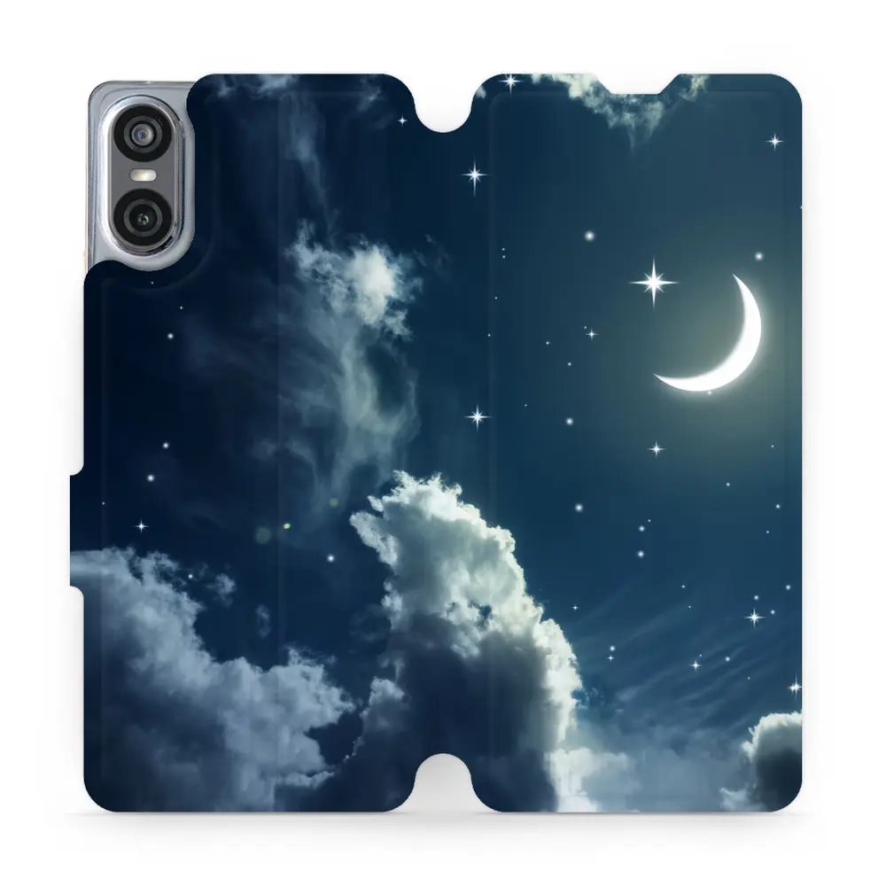 Flipové pouzdro Mobiwear - Sony Xperia 10 VI - V145P Noční obloha s měsícem