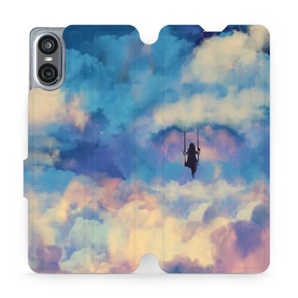 Flipové pouzdro Mobiwear - Sony Xperia 10 VI - MR09S Dívka na houpačce v oblacích