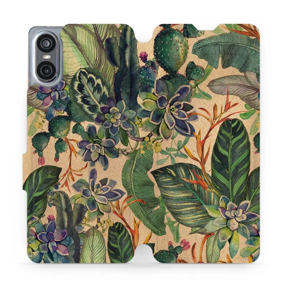 Flipové pouzdro Mobiwear - Sony Xperia 10 VI - VP05S Sukulenty