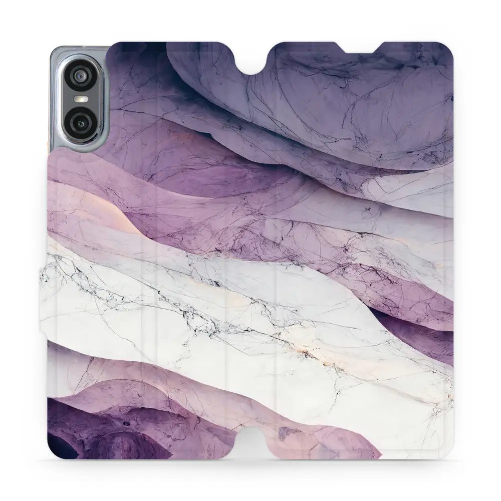 Flipové pouzdro Mobiwear - Sony Xperia 10 VI - VP31S Bílý a fialový mramor