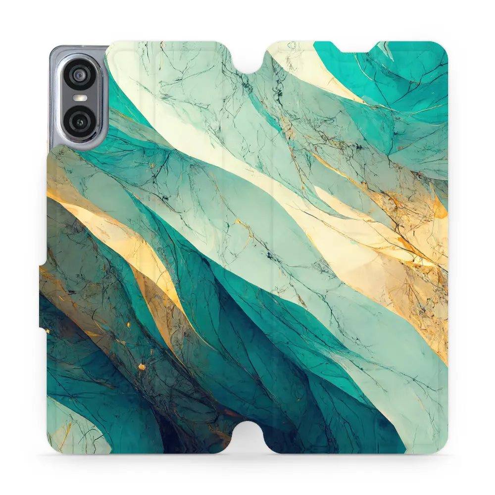Flipové pouzdro Mobiwear - Sony Xperia 10 VI - VP37S Zlatavý a zelenkavý mramor
